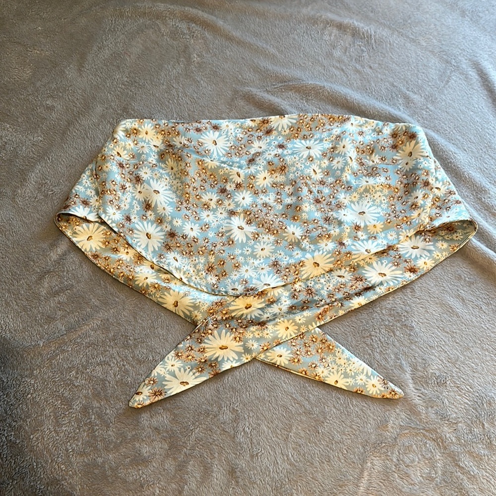 Floral Satin Tie Bandeau Top